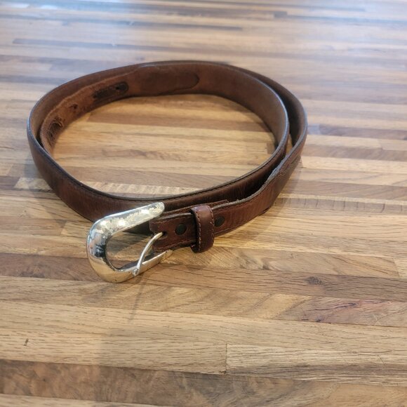 Silver Creek Classics Brown Leather Belt w Silver Hardware C70285 - Picture 2 of 12